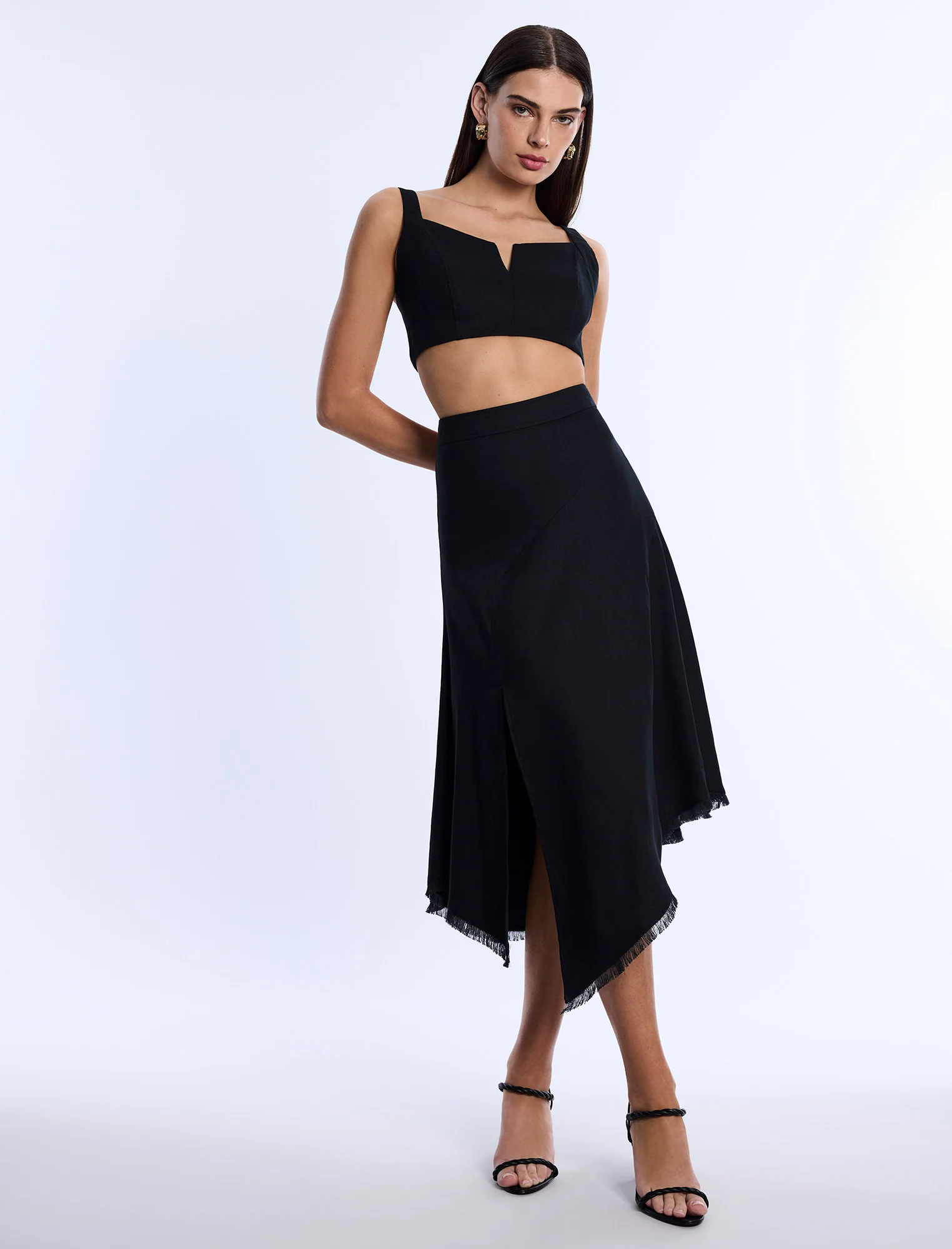 High-Slit Flared Skirt
