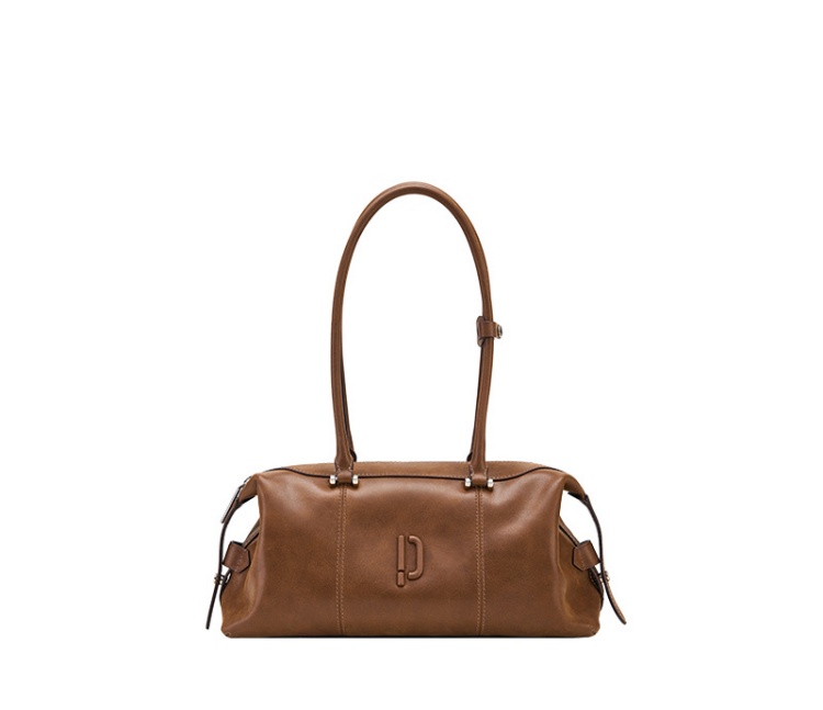 Clown bowling bag, tanned leather, oil wax, long handle, hand-held armpit bag, baguette, super popular Boston bag