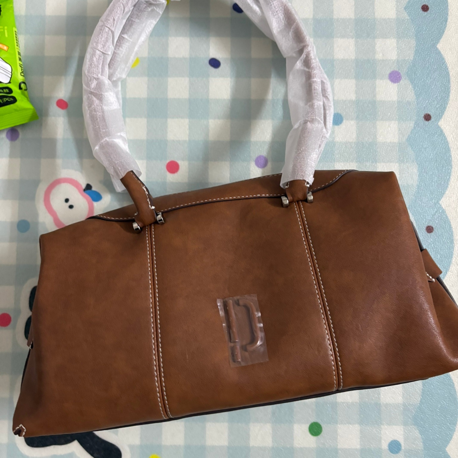 Clown bowling bag, tanned leather, oil wax, long handle, hand-held armpit bag, baguette, super popular Boston bag