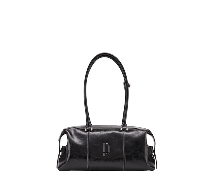 Clown bowling bag, tanned leather, oil wax, long handle, hand-held armpit bag, baguette, super popular Boston bag