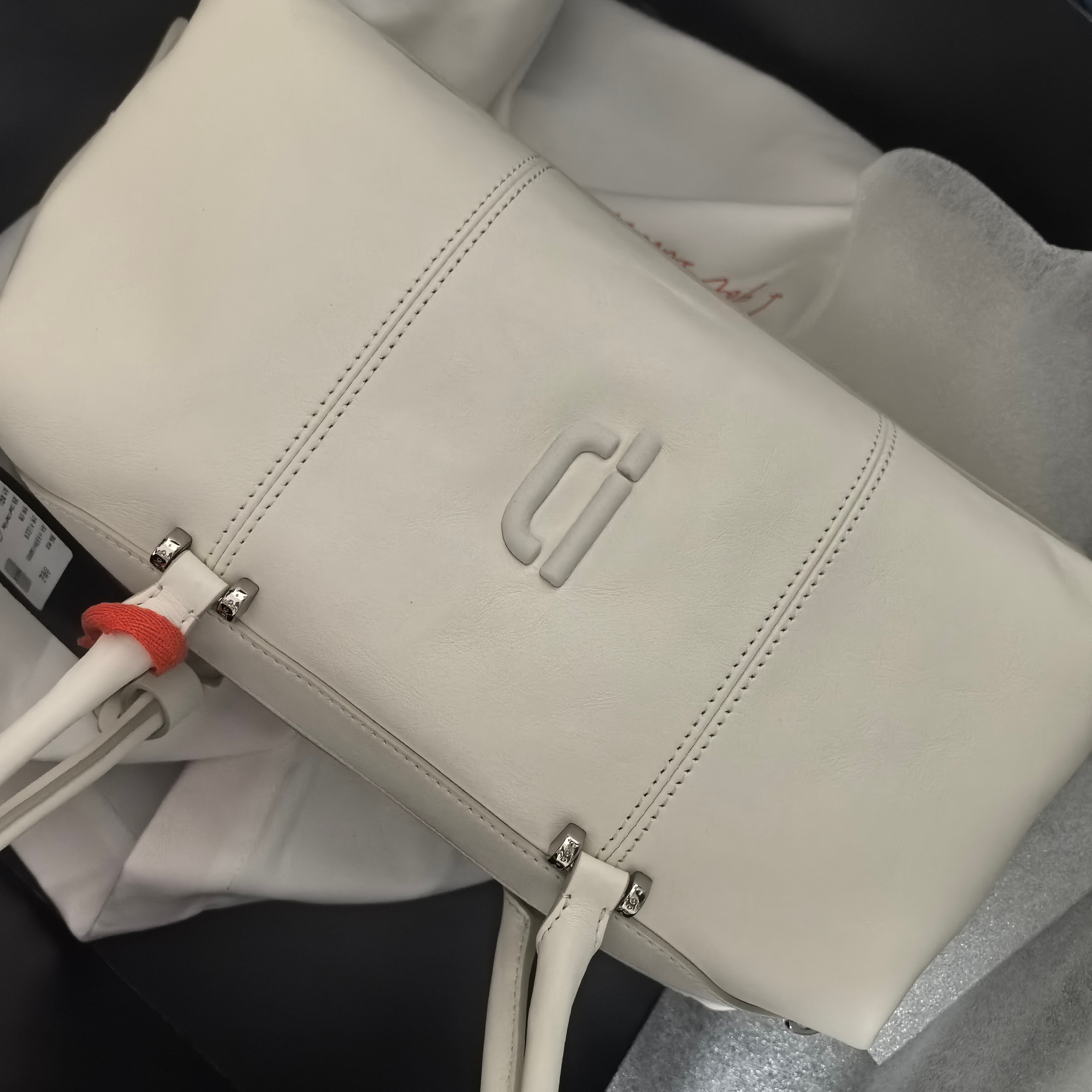 Clown bowling bag, tanned leather, oil wax, long handle, hand-held armpit bag, baguette, super popular Boston bag