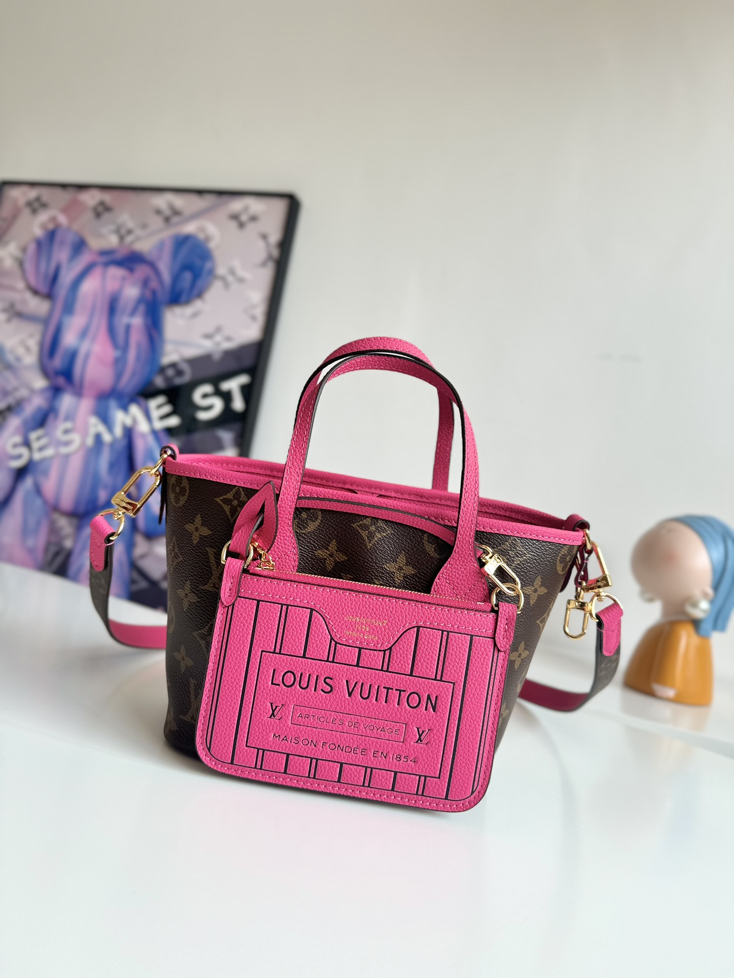 Large capacity women's bag, premium women's bag, black/orange/gray