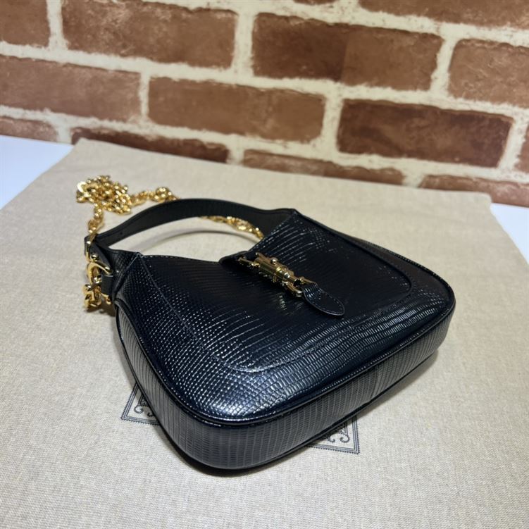 GUCCI JACKIE 1961 LIZARD MINI BAG IN BLACK – GB77