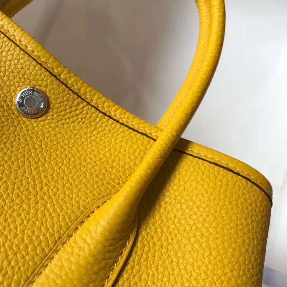 Hermes Garden Party 30 Bag In Yellow Taurillon Leather – HW076