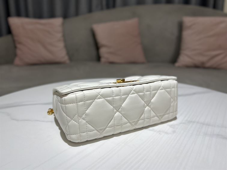 DIOR MEDIUM DIOR CARO BAG WHITE QUILTED MACROCANNAGE CALFSKIN – DOB062