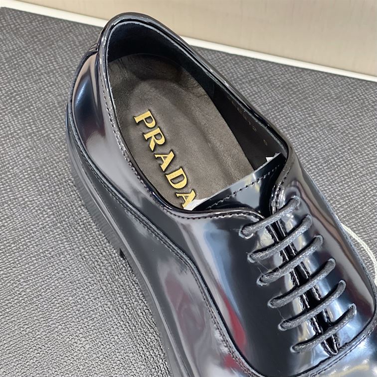 PRADA MONOLITH BRUSHED LEATHER OXFORD SHOES – PRS040