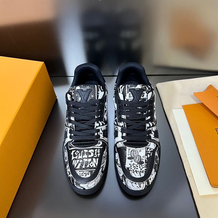 LOUIS VUITTON LV TRAINER COMIC MOTIFS BLACK WHITE – LVS146