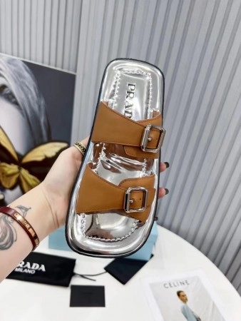 PRADA DOUBLE-STRAP SANDALS IN BROWN LEATHER – PSD041