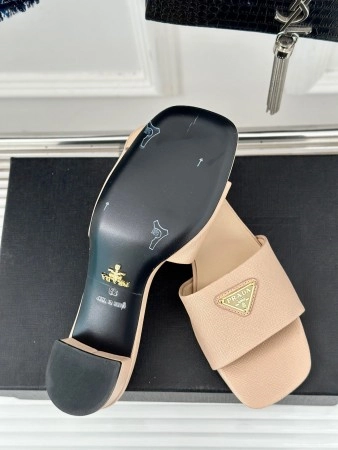 PRADA HEELED SANDALS 35MM IN BEIGE SAFFIANO LEATHER – PSD030