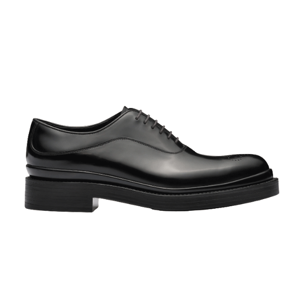 PRADA MONOLITH BRUSHED LEATHER OXFORD SHOES – PRS040