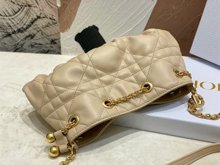 DIOR SMALL DIOR AMMI BAG BEIGE SUPPLE MACROCANNAGE LAMBSKIN – DOB048