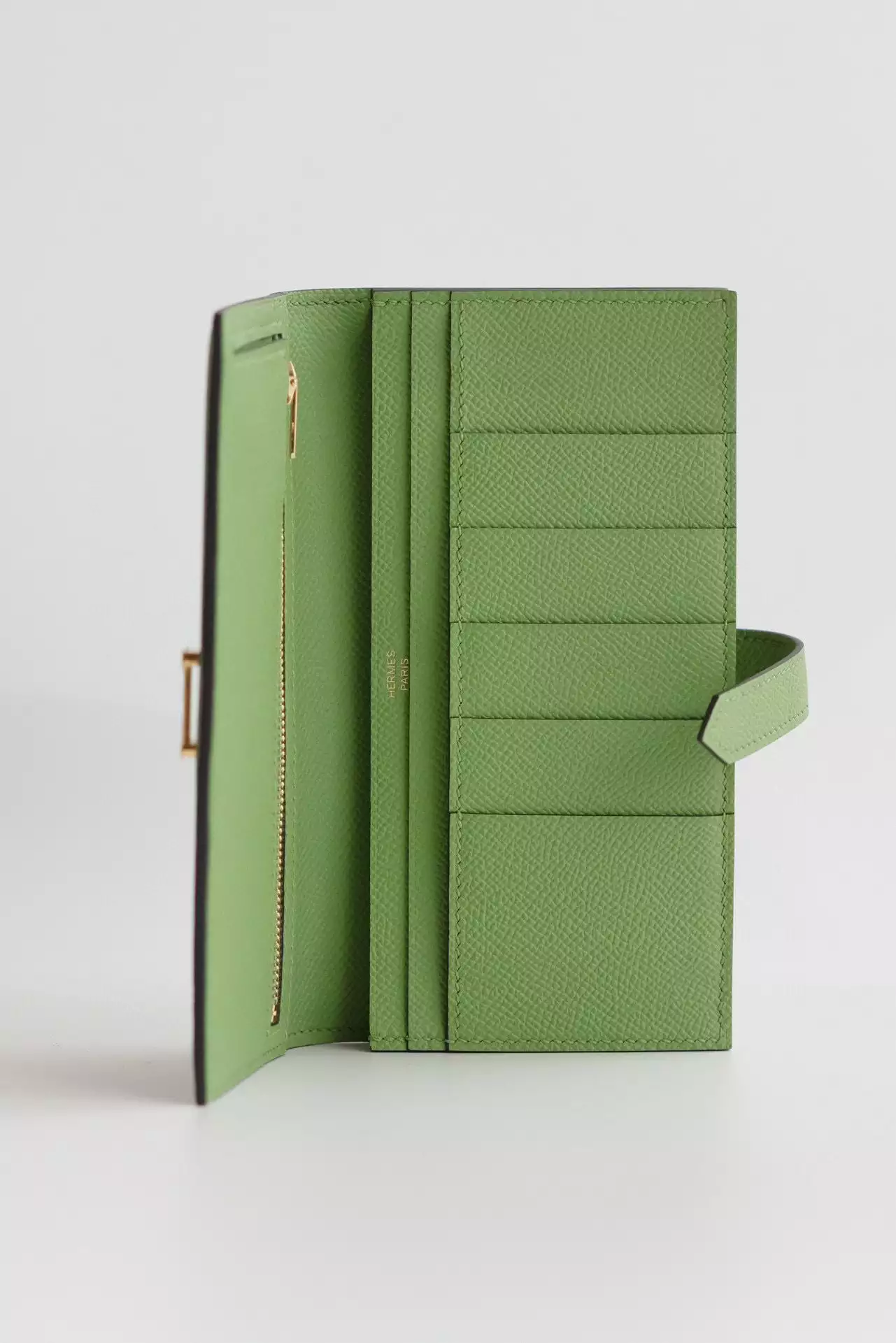 Hermes Bearn Long Handmade Wallet in Vert Criquet Epsom Calfskin – HW143