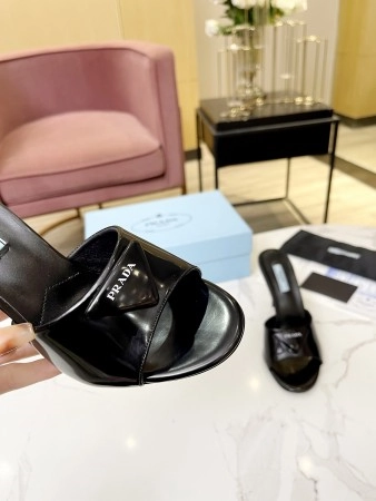 PRADA HEELED SANDALS 75MM IN BLACK BRUSHED LEATHER – PSD014