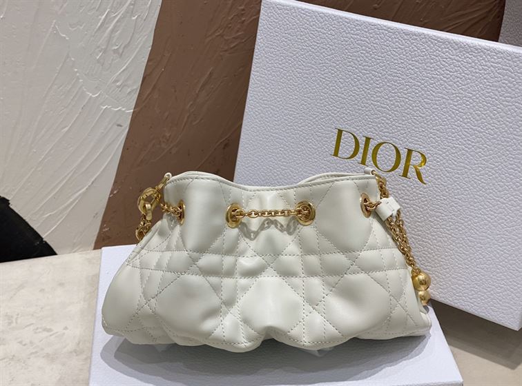 DIOR SMALL DIOR AMMI BAG WHITE SUPPLE MACROCANNAGE LAMBSKIN – DOB049