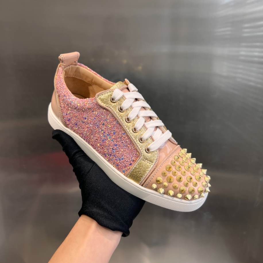 Christian Louboutin Red Bottom Pink Glitter Sneaker – CLS044