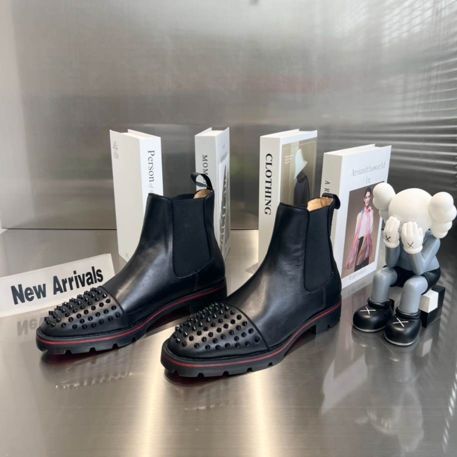 Christian Louboutin Black Leather Ankle Boots Sneaker – CLS057