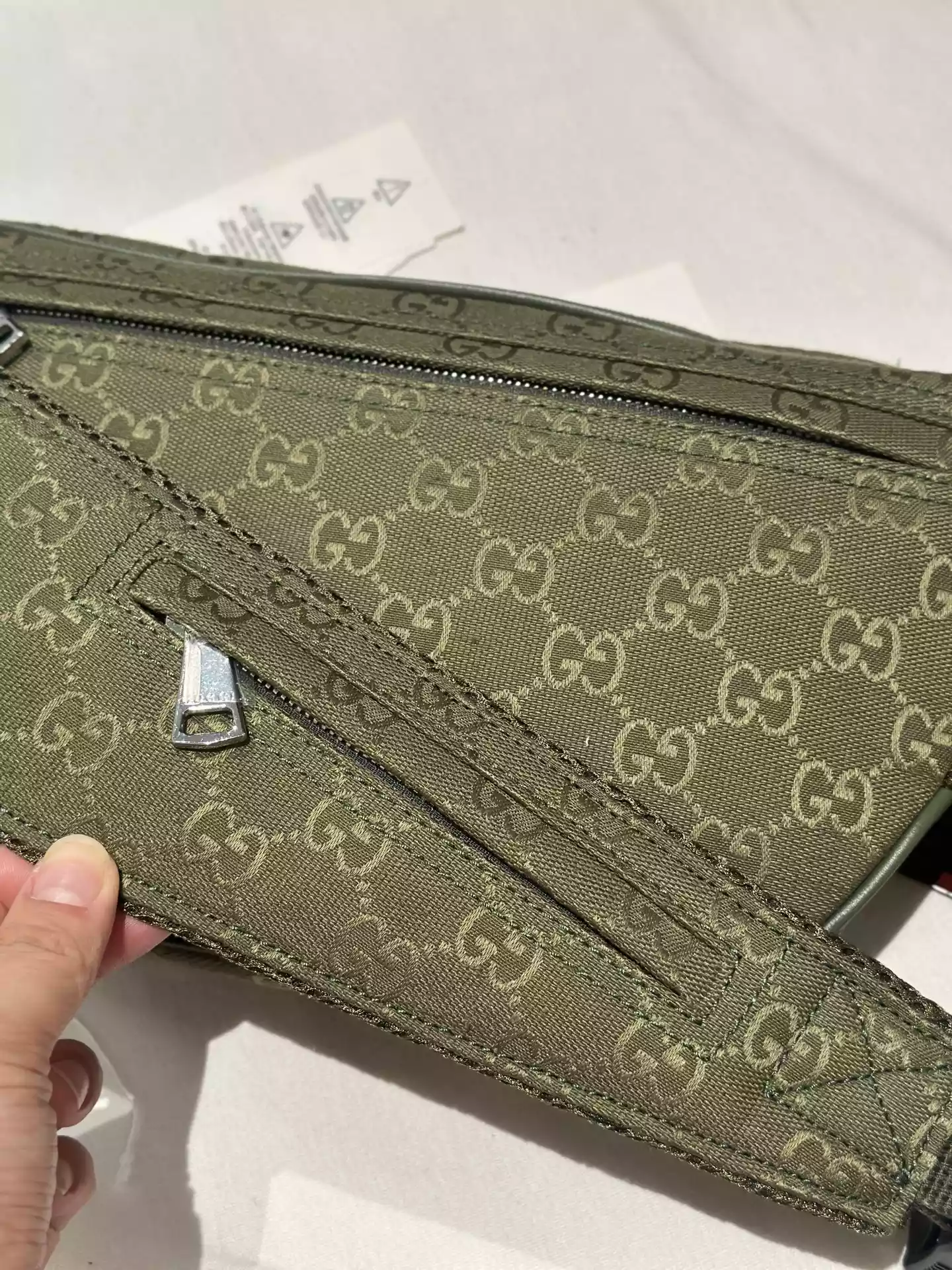 Large belt bag with print in Beige GG Canvas – BG066