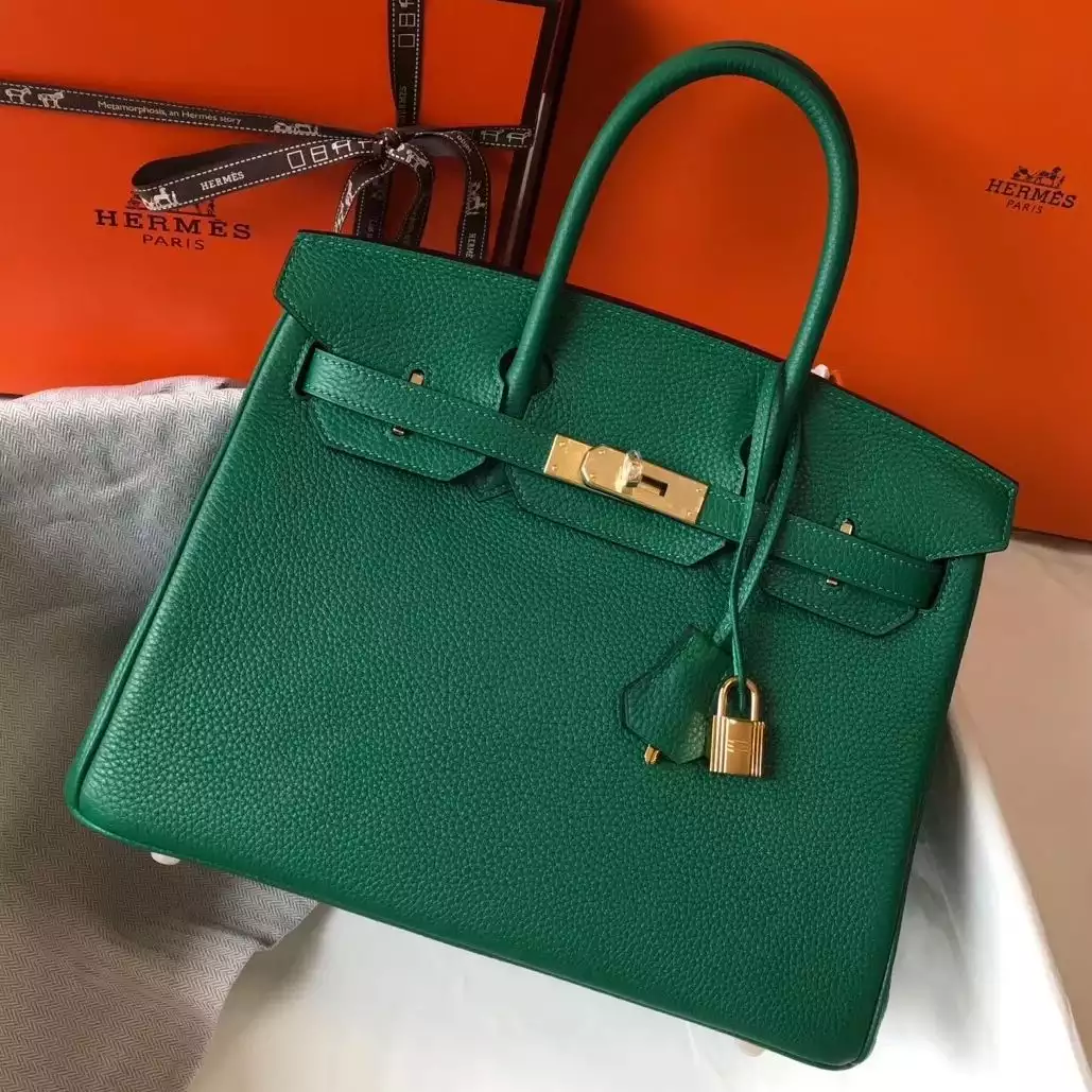 Hermes Birkin 30cm Bag In Vert Vertigo Clemence Leather GHW – HW030