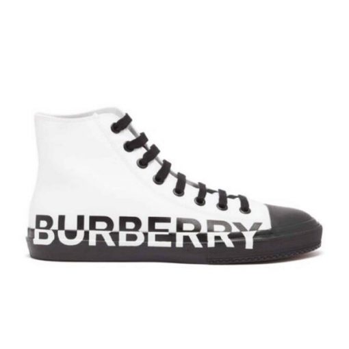 BURBERRY LOGO PRINT GABARDINE HIGH-TOP SNEAKERS – BBR029