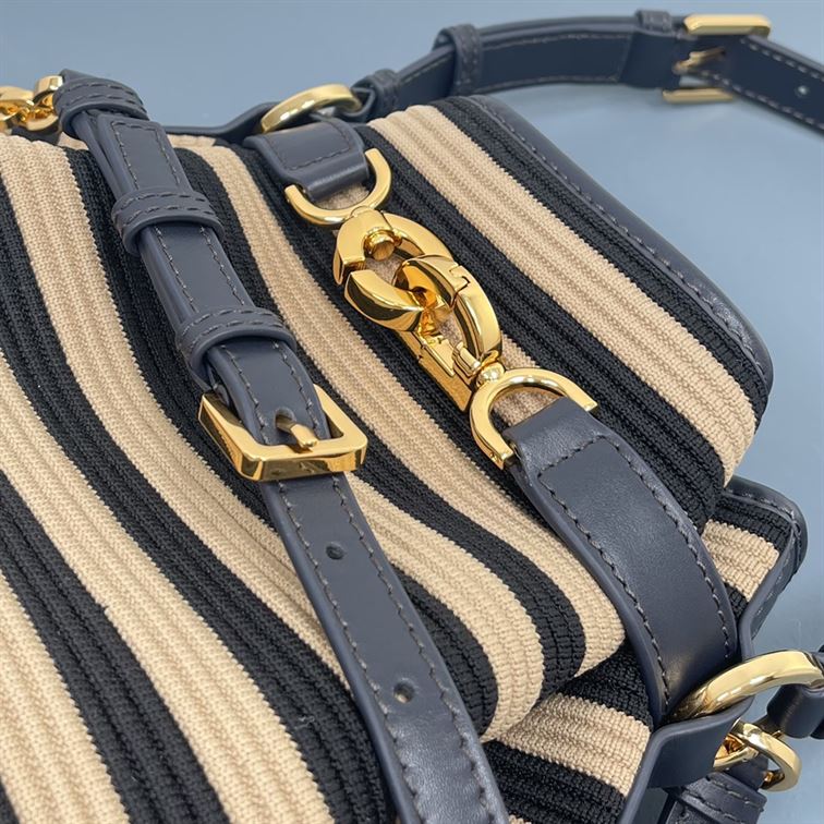 DIOR MEDIUM C EST DIOR BAG NATURAL AND DENIM BLUE MARINIERE RAFFIA – DOB043