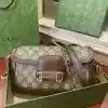 GUCCI HORSEBIT 1955 SMALL SHOULDER BAG IN GG CANVAS AND LEATHER BEIGE/BROWN 2025 – BG109