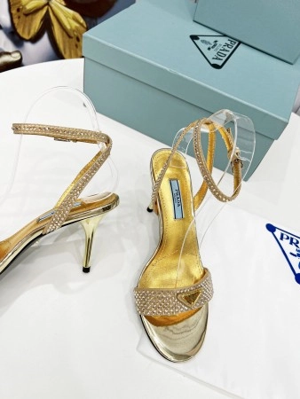 PRADA HEEL SANDALS 85MM IN SATIN WITH CRYSTALS – PSD060