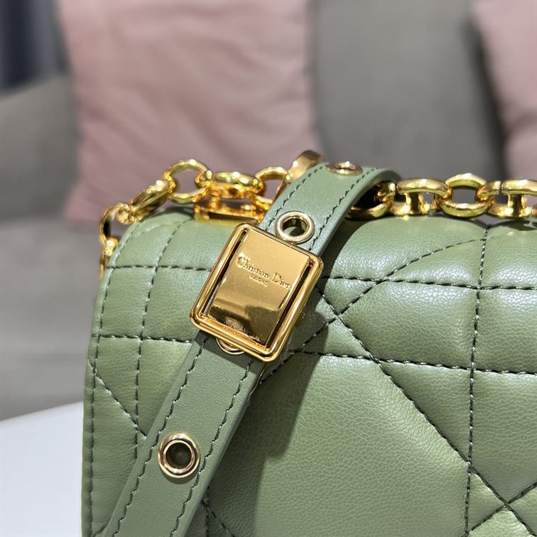 DIOR MEDIUM DIOR CARO BAG GREEN QUILTED MACROCANNAGE CALFSKIN – DOB064