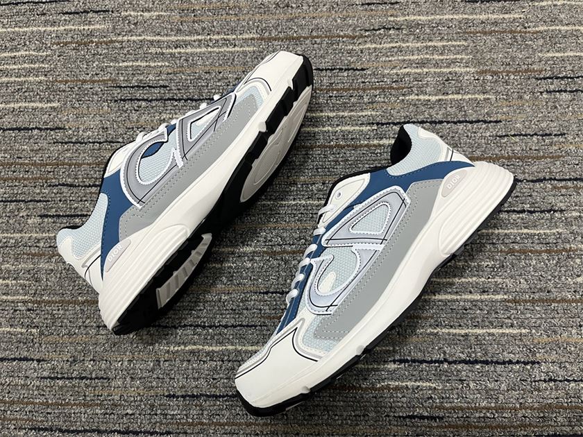 DIOR B30 SNEAKER LIGHT BLUE MESH AND BLUE GRAY AND WHITE TECHNICAL FABRIC – DO110