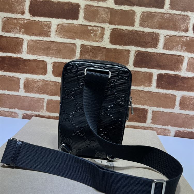 GUCCI GG EMBOSSED SLING BACKPACK BLACK LEATHER – BG018