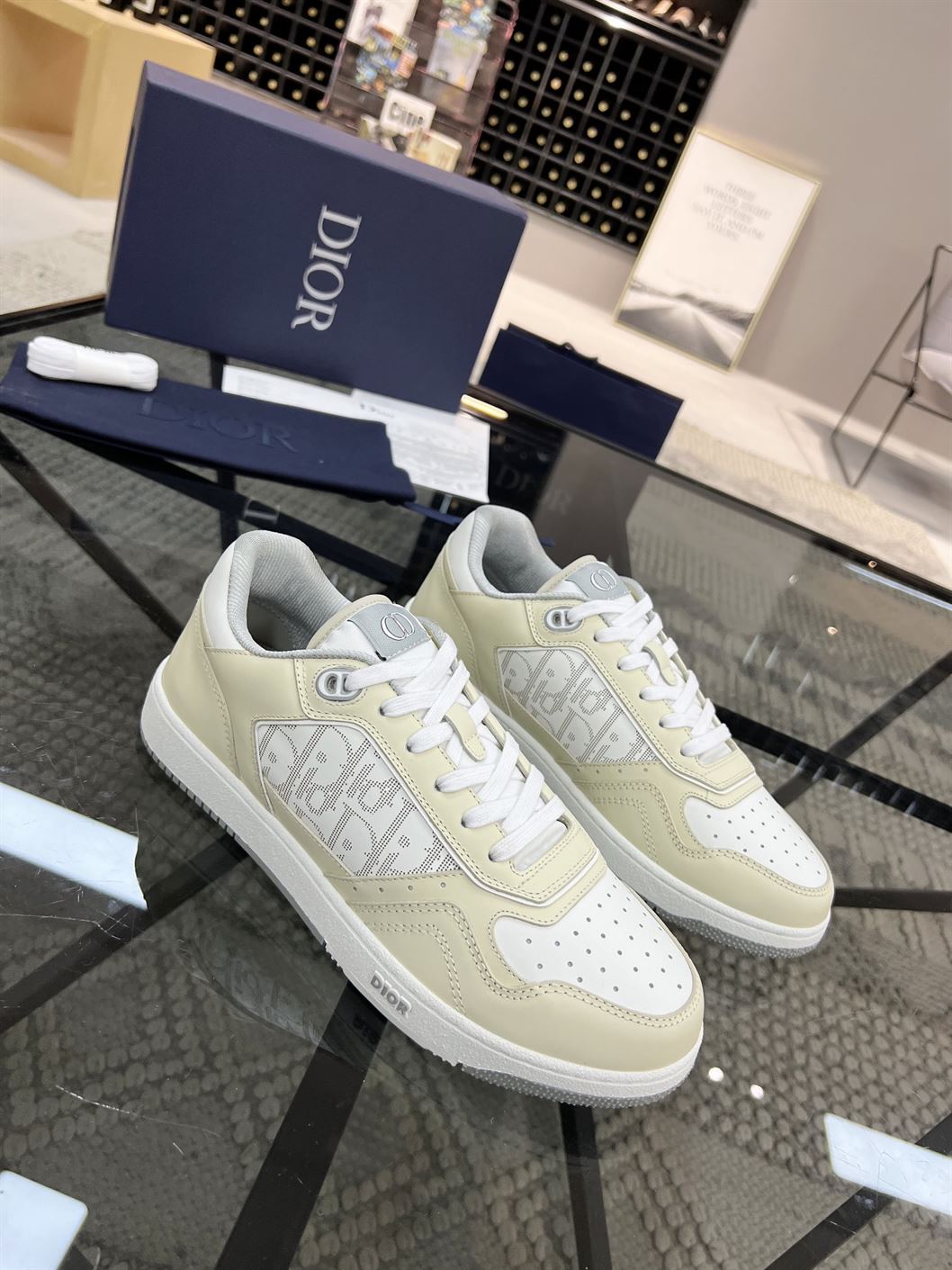 DIOR B27 LOW-TOP CREAM WHITE OBLIQUE – DO011