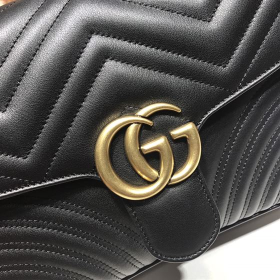 GUCCI GG MARMONT SMALL TOP HANDLE BAG IN BLACK LEATHER – GB50