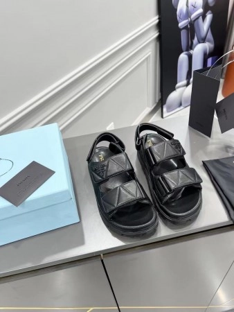 PRADA PADDED SANDALS IN BLACK NAPPA LEATHER – PSD039