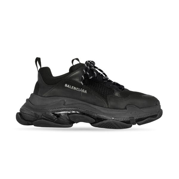 BALENCIAGA MEN’S TRIPLE S SNEAKER CLEAR SOLE IN BLACK – BLA014