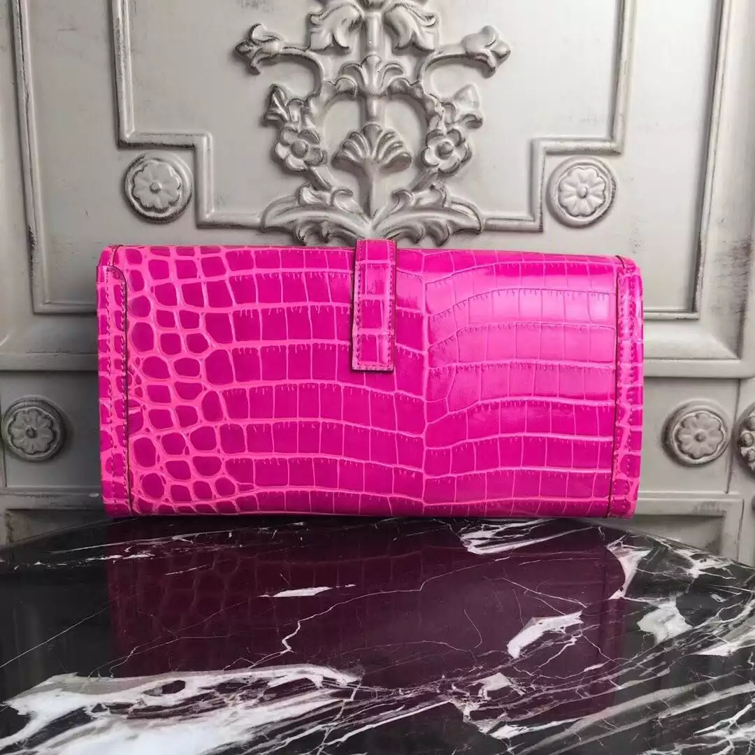 Hermes Jige Elan 29 Clutch In Rose Red Crocodile Leather – HW109