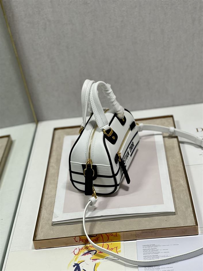 DIOR VIBE ZIP BOWLING MICRO BAG WHITE CALFSKIN – DOB094