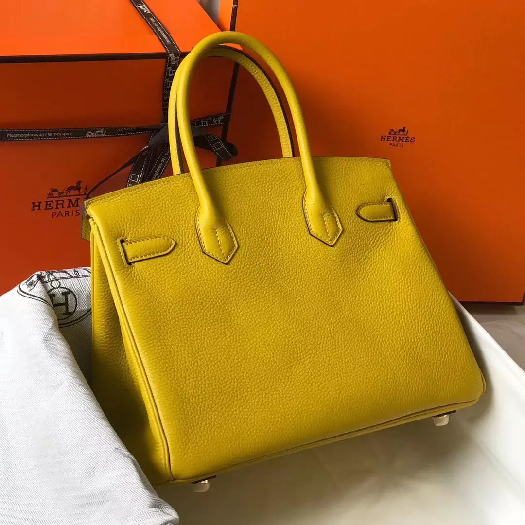 Hermes Birkin 30cm Bag In Yellow Clemence Leather GHW – HW020