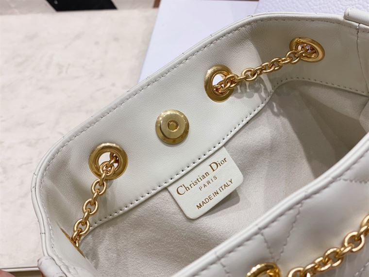 DIOR SMALL DIOR AMMI BAG WHITE SUPPLE MACROCANNAGE LAMBSKIN – DOB049