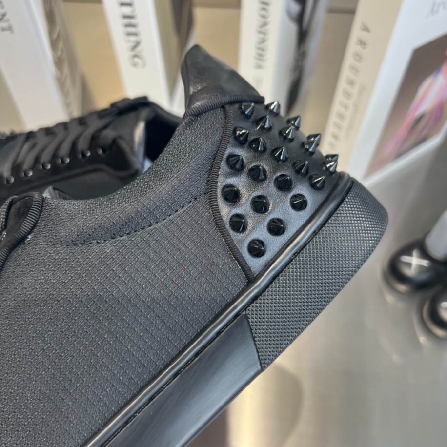 Christian Louboutin Casual Rivet Low Top Spikes Flats Black Sneaker – CLS047