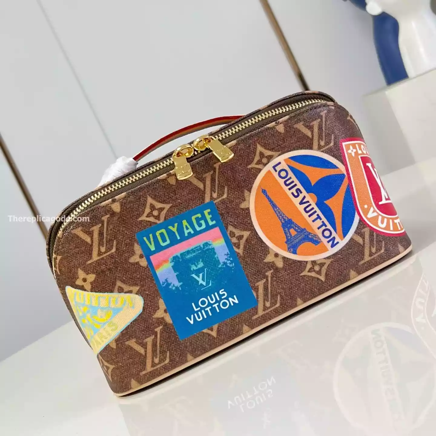 TOILETRY BAG 2 COMPARTMENTS BROWN MONOGRAM CANVAS – LW296