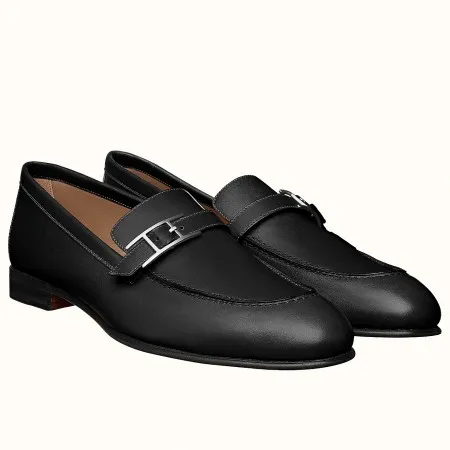 Hermes Men’s Monterey Loafers In Black Calfskin – HM042