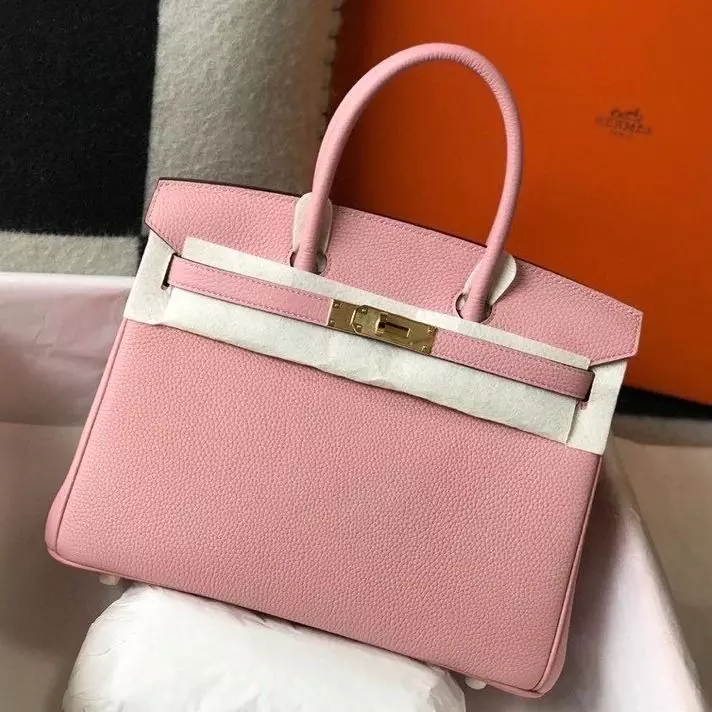 Hermes Birkin 30cm Bag In Pink Clemence Leather GHW – HW026