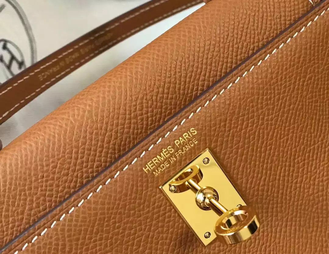 Hermes Kelly Mini II Bag In Gold Epsom Leather GHW – HW122
