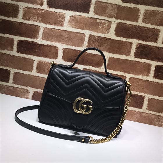 GUCCI GG MARMONT SMALL TOP HANDLE BAG IN BLACK LEATHER – GB50