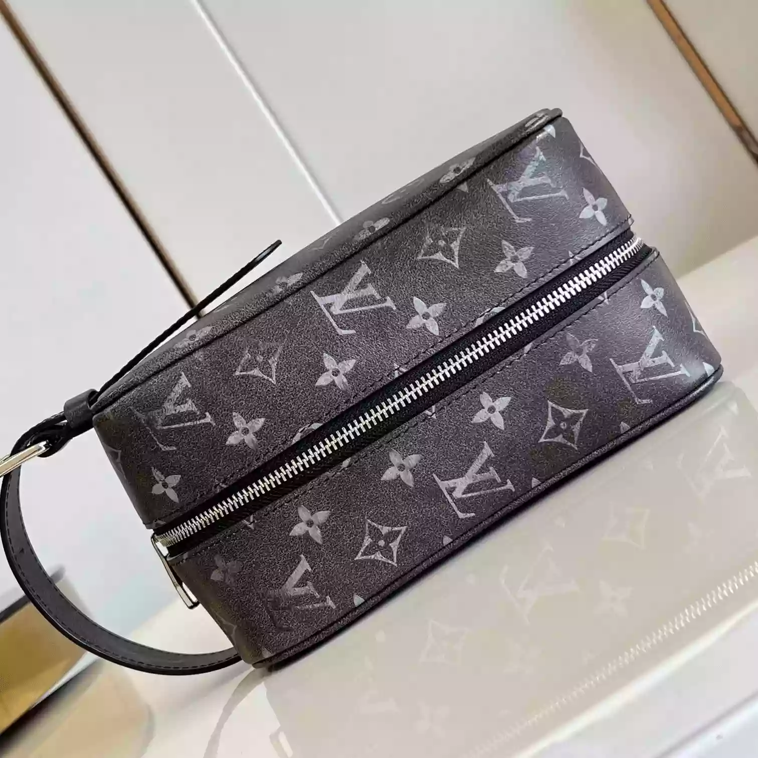 LOCKER DOPP KIT BLACK BRUSHED MONOGRAM COWHIDE LEATHER M11670 – LW399