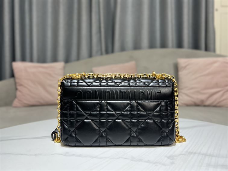 DIOR MEDIUM DIOR CARO BAG BLACK QUILTED MACROCANNAGE CALFSKIN – DOB061