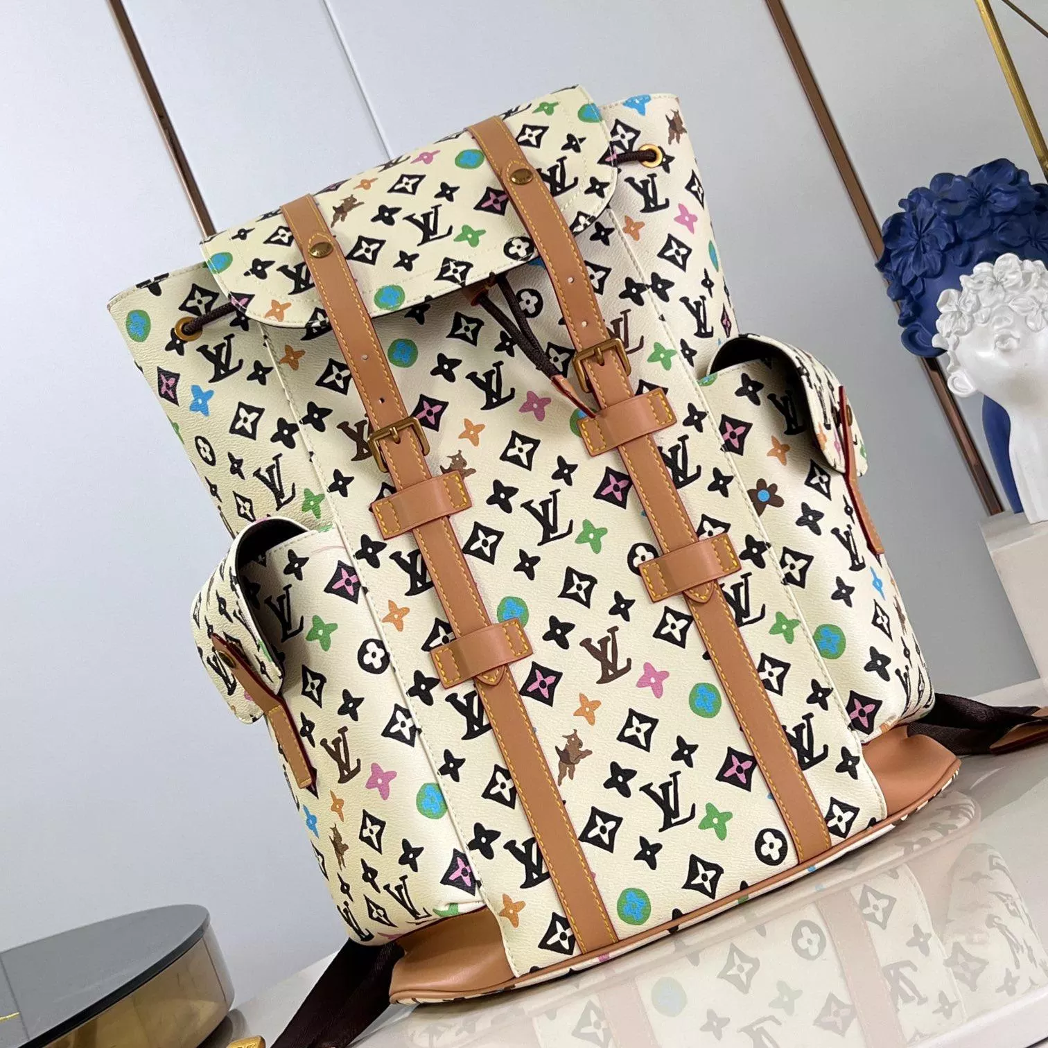 CHRISTOPHER MM BACKPACK VANILLA MONOGRAM CRAGGY COATED CANVAS M25240 – LW350