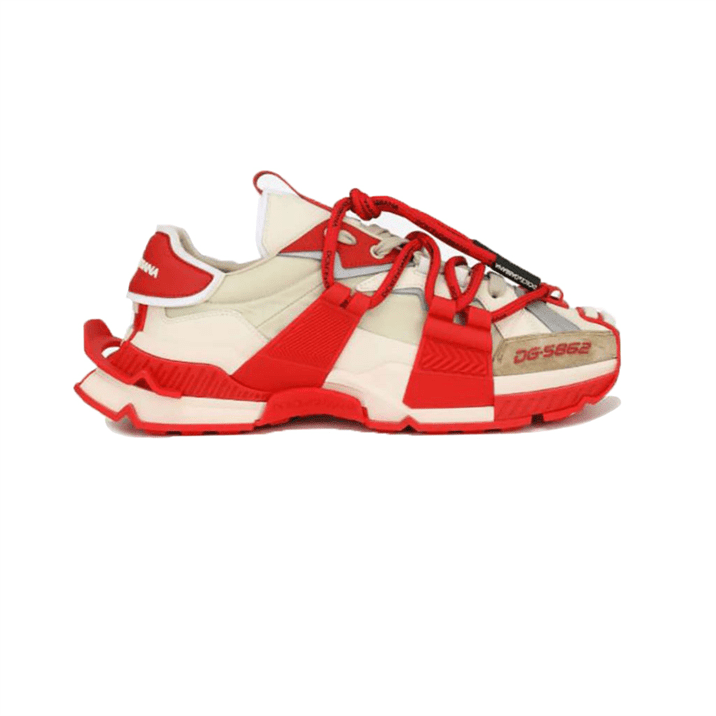 DOLCE & GABBANA MIXED-MATERIAL SPACE SNEAKRES IN RED – DG012