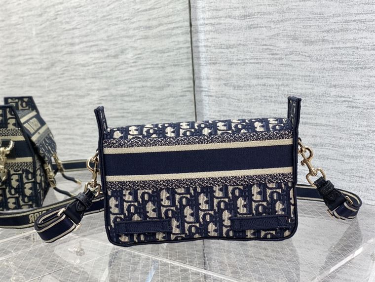 DIOR SMALL DIORCAMP BAG BLUE DIOR OBLIQUE EMBROIDERY – DOB076