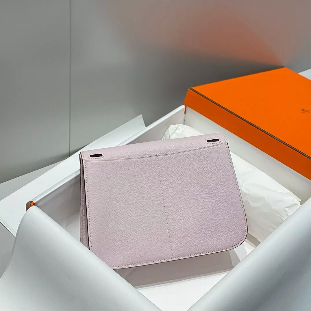 Hermes Halzan 25 Bag in Mauve Pale Clemence Leather – HW084