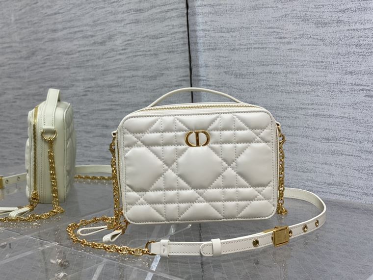 DIOR CARO BOX BAG LATTE QUILTED MACROCANNAGE CALFSKIN – DOB073